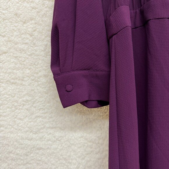 Size 20W - MAGGY LONDON Midi Long Sleeve Mock Neck Dress Lined Purple NEW no tag - Picture 2 of 10
